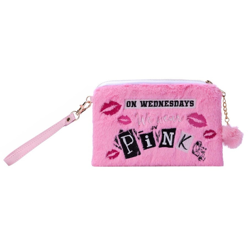 Mean Girls On Wednesdays We Wear Pink Plush Accessory Pouch