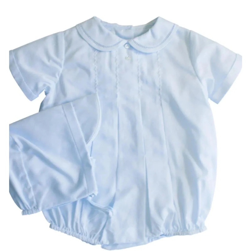 Petit Ami Blue Button-Up Bubble w/ Hat