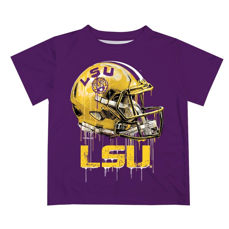 Tigers Dripping Helmet Purple Tee Shirt