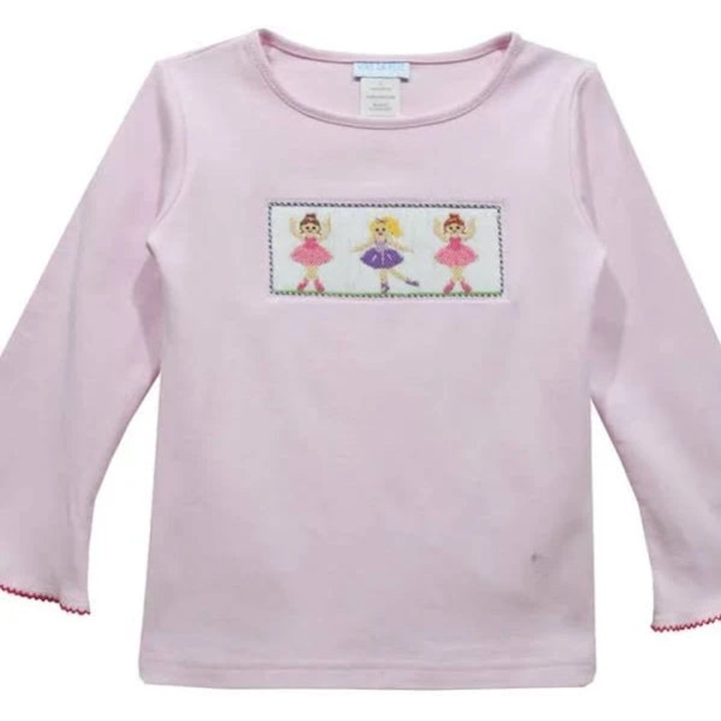 Vive La Fete Ballerinas Pink Smocked Knit L/S Shirt