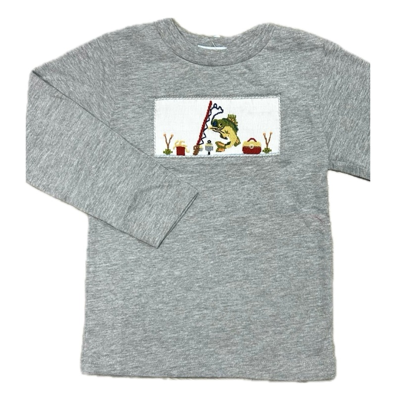 Vive La Fete Fishing Grey Smocked Knit L/S Shirt