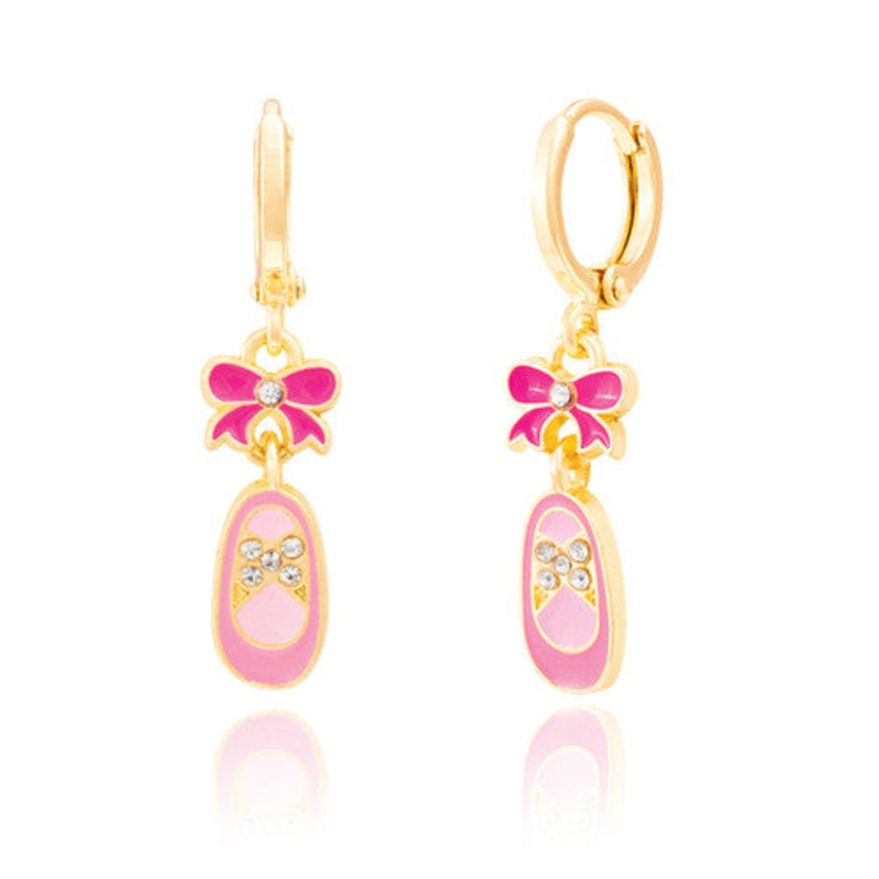 Ballet Bliss Cutie Enamel Huggie Hoop Dangle Earrings