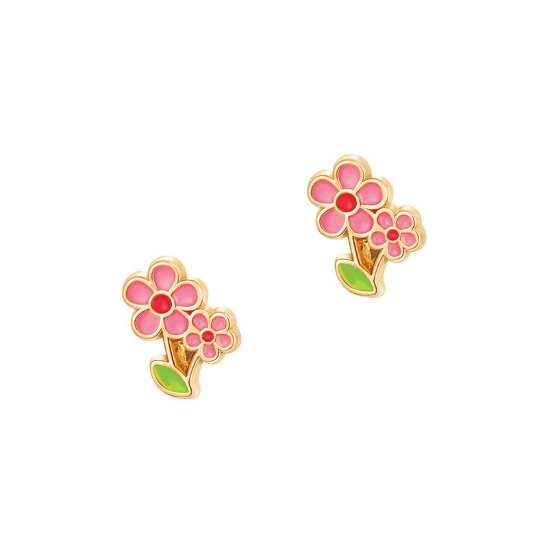 Cutie Enamel Studs Little Pink Flower Earrings