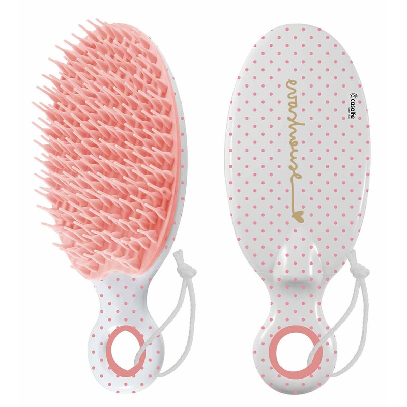 Eva's House Detangle and Drain Hairbrush w strap - Baby Pink