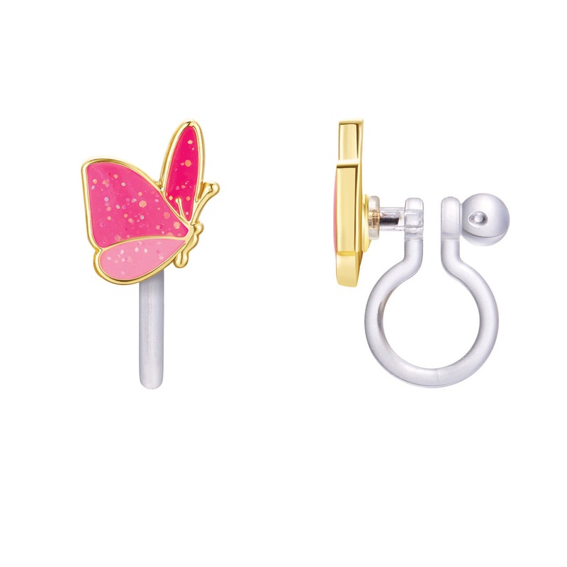 Glitter Butterfly Cutie Enamel Stud Clip-On Earrings