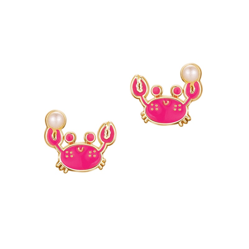 Happy Crab Cutie Enamel Stud Earrings