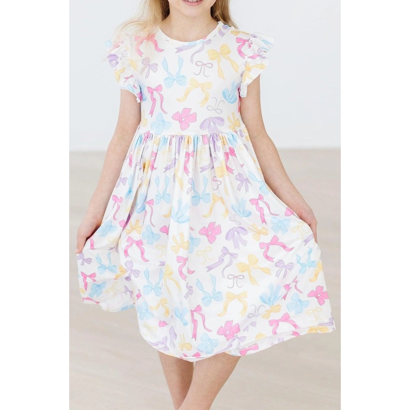 Mila & Rose Bow-tastic Flutter Sleeve Twirl Dress