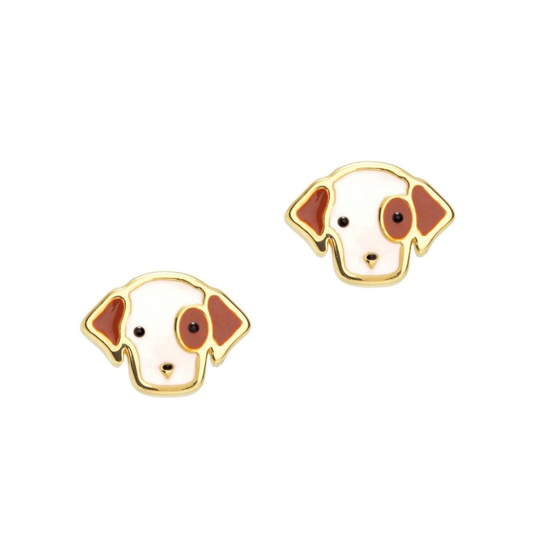 Perky Puppy Cutie Enamel Stud Earrings