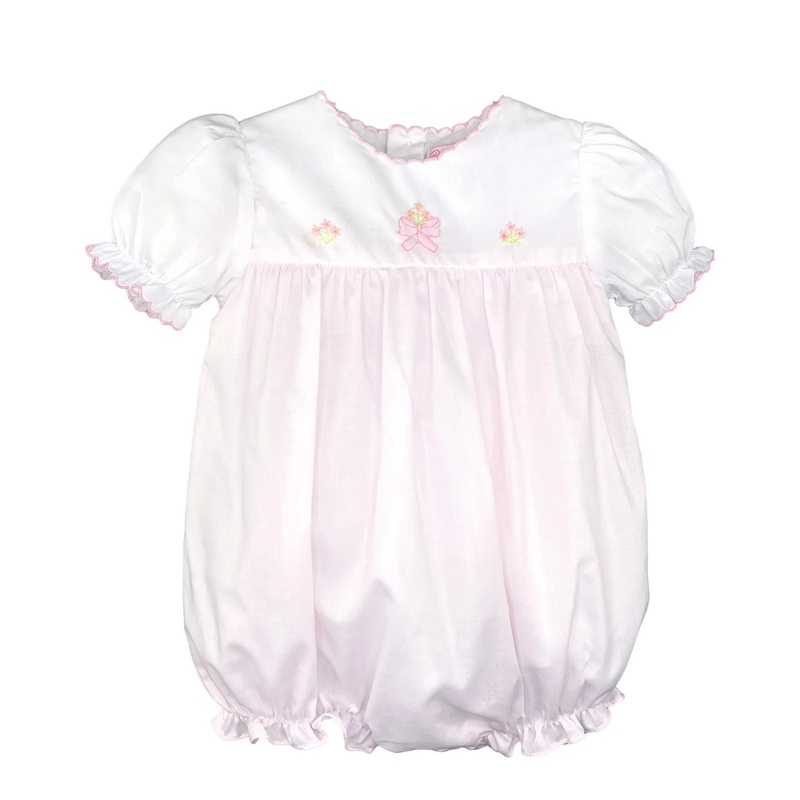 Petit Ami Pink Ruffle Bubble w/ Flower & Bow