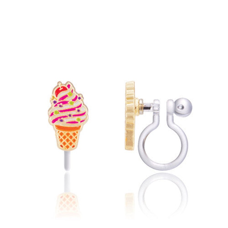 Soft Swerve Swirl Cutie Enamel Stud Clip-On Earrings