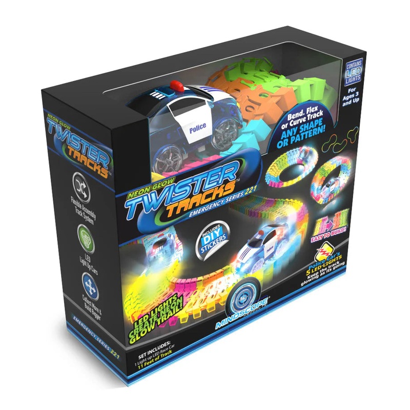 Twister Tracks Neon Glow in the Dark Emergency Series (Police Car)