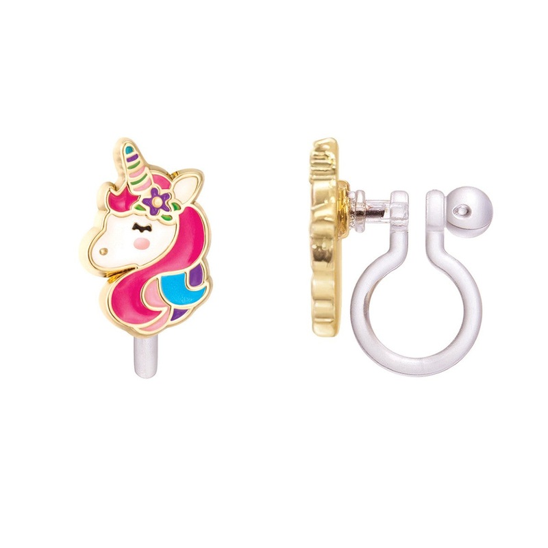 Unicorn Dreams Cutie Enamel Stud Clip-On Earrings