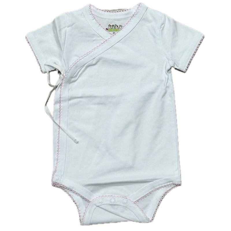 ZsaZsa and Lolli White Crossover Onesie with Picot Trim