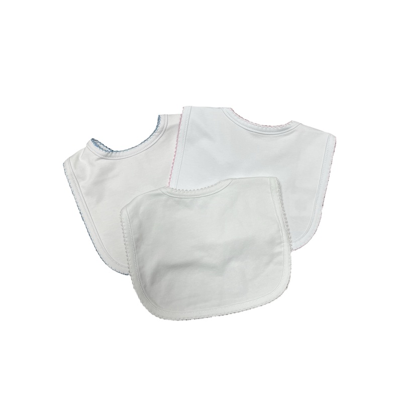 ZsaZsa and Lolli White Knit Bib with Picot Trim