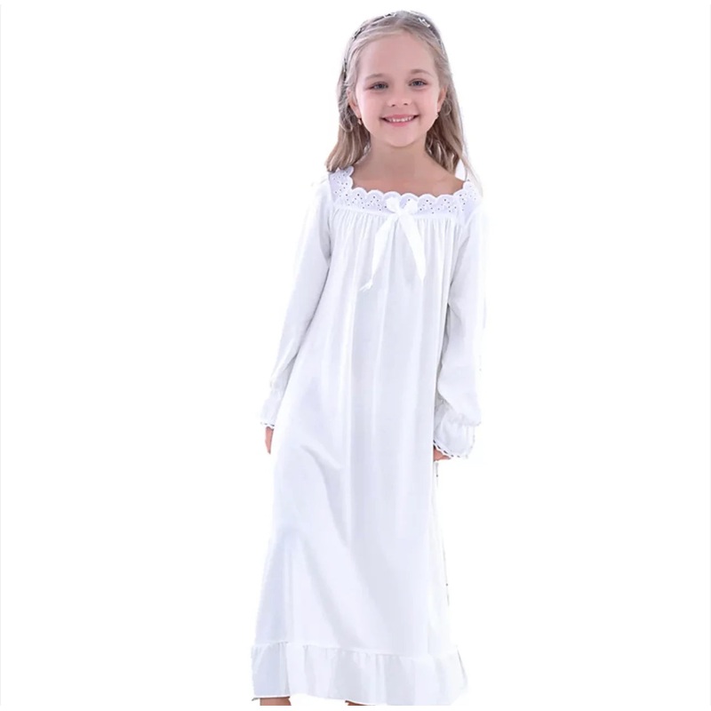 ZsaZsa and Lolli White Knit Gown with Eyelet Trim