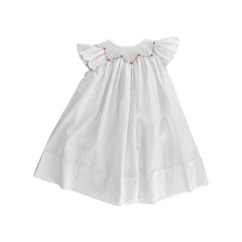 Bailey Boys White w/ Rosebuds Geometric Bishop Daygown