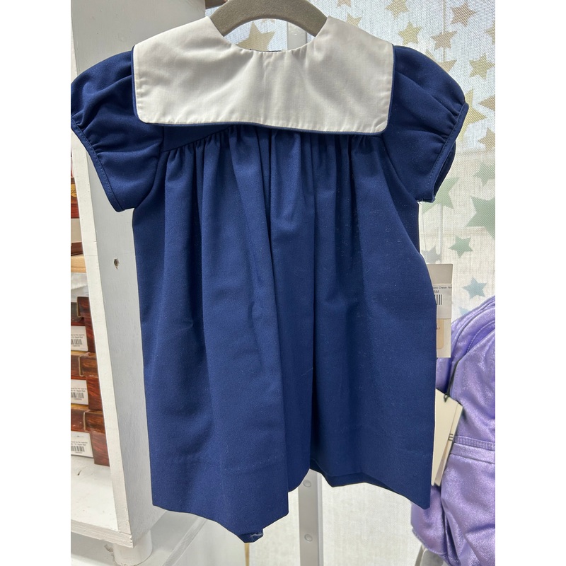 Lulu Bebe Square Collar Basic Dress- Navy