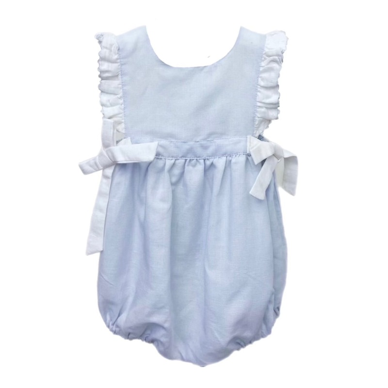 Me Me Linen Ruffled Bubble w/ Side Bows