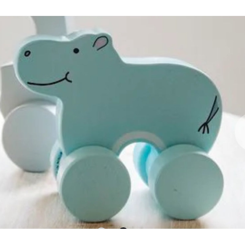 Mini Wooden Safari Roller Animal - Hippo