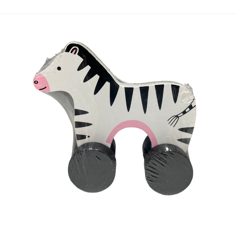 Mini Wooden Safari Roller Animal - Zebra