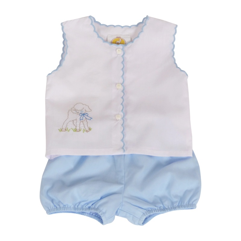 The Yellow Lamb Diaper Cover Set - Blue Lamb