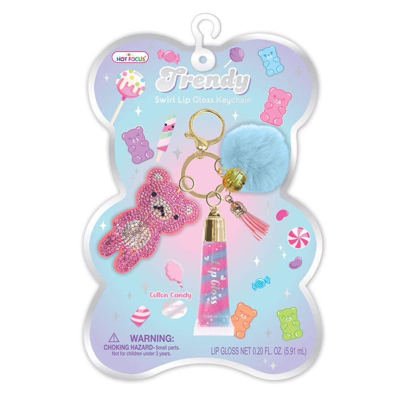 Hot Focus Trendy Swirl Lip Gloss with Key Chain - Gummy Bear