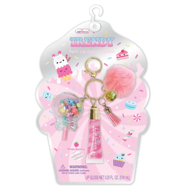 Hot Focus Trendy Swirl Lip Gloss with Key Chain - Sweet