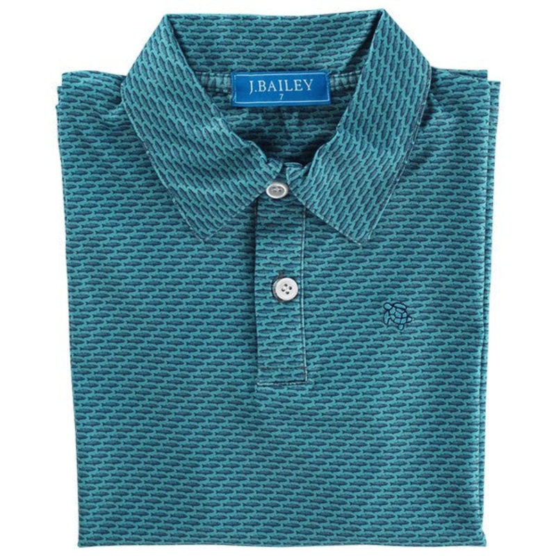 J. Bailey Henry S/S Performance Polo Shirt - Fish/Teal