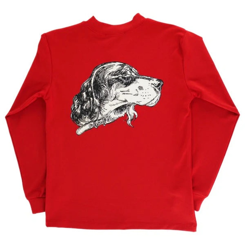 J. Bailey Logo L/S Performance Tee - Spaniel Dog on Red