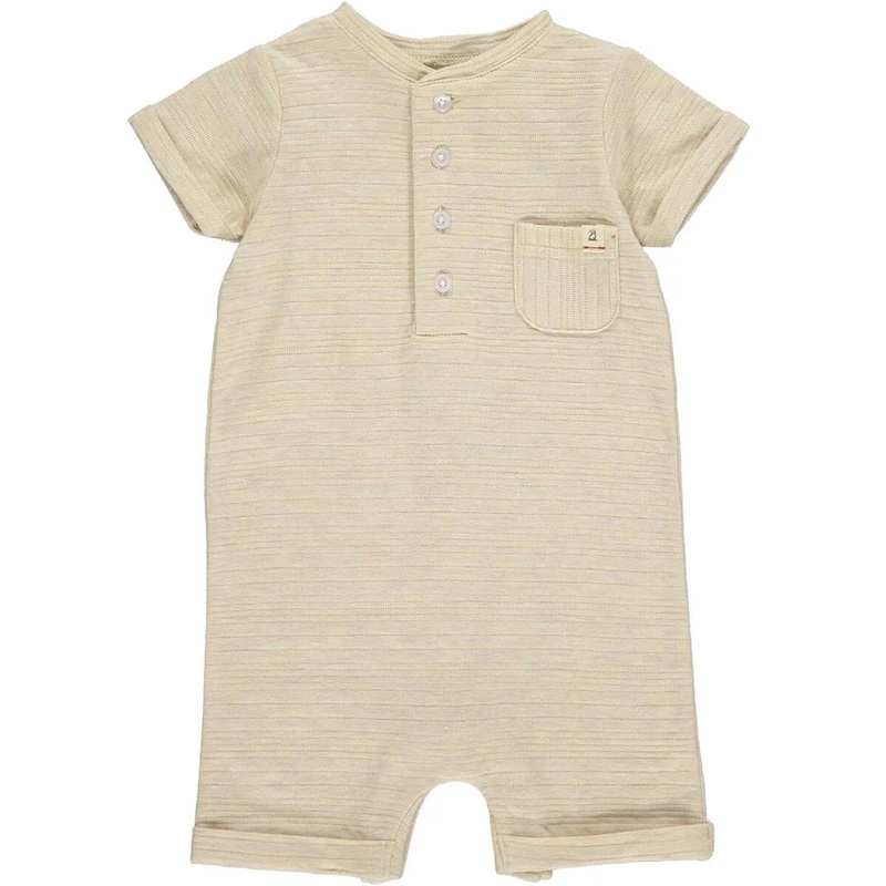 Me & Henry Camborne Henley Romper - Beige Ribbed