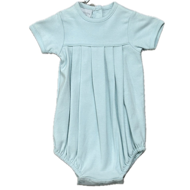 Squiggles NB s/s Pleated Romper Blue