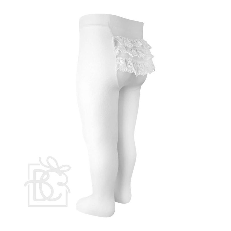 Bottom Lace White Microfiber Tights