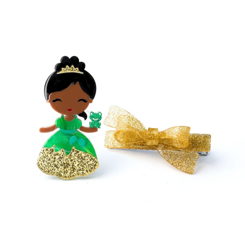 Bow Hair Clip - Princess in Gold Dress with Bow