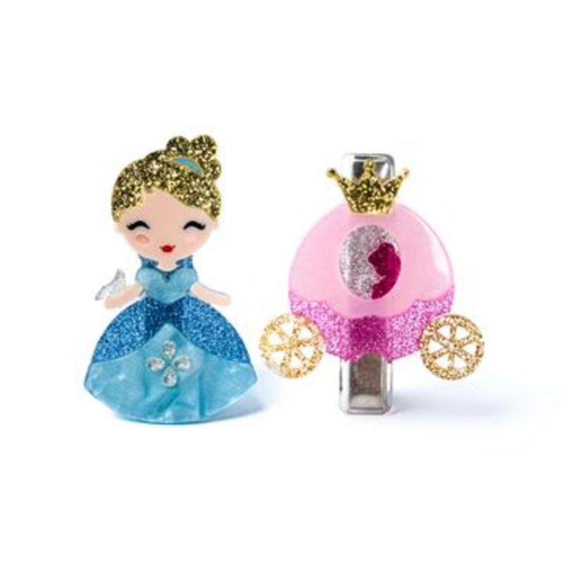 Bow Hair Clip - Princess with Blue Dress and Carriage