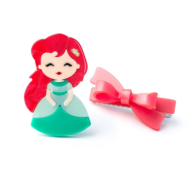 Bow Hair Clip - Princess with Red Hair and Bow