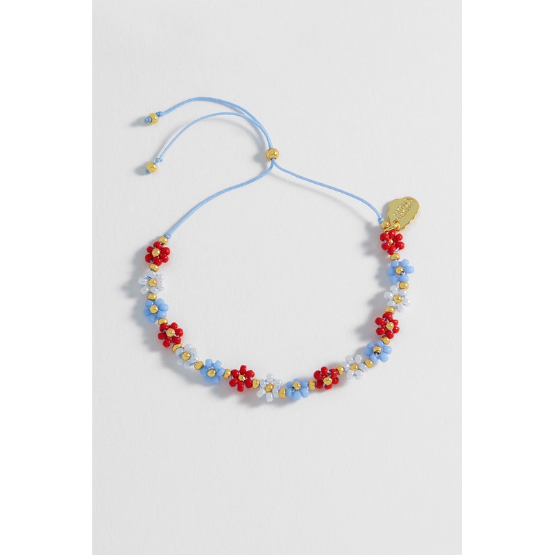 Estella Bartlett Gold-Plated Bracelet - Red/Blue Daisy Chain