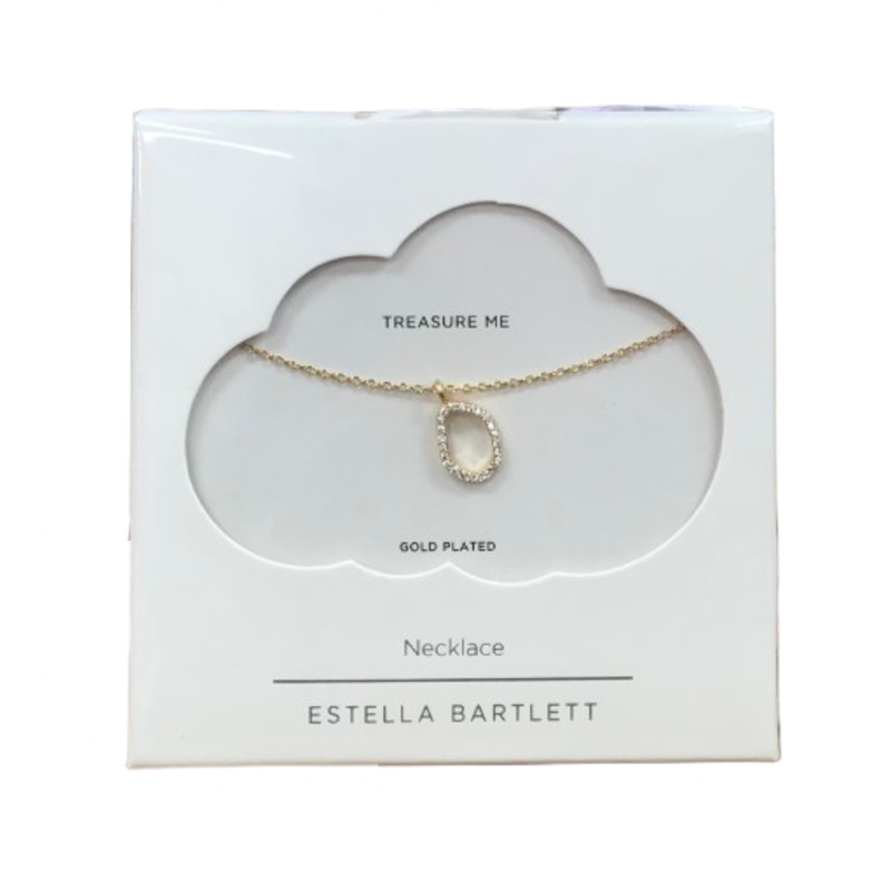 Estella Bartlett Gold-Plated Pave Organic Shape Charm Necklace