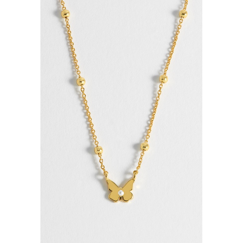 Estella Bartlett Gold-Plated Pearl Butterfly Necklace