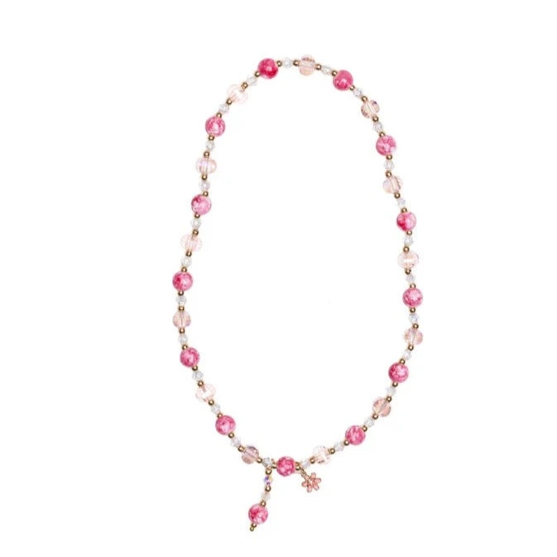 Great Pretenders Boutique Pink Crystal Beaded Flower Necklace