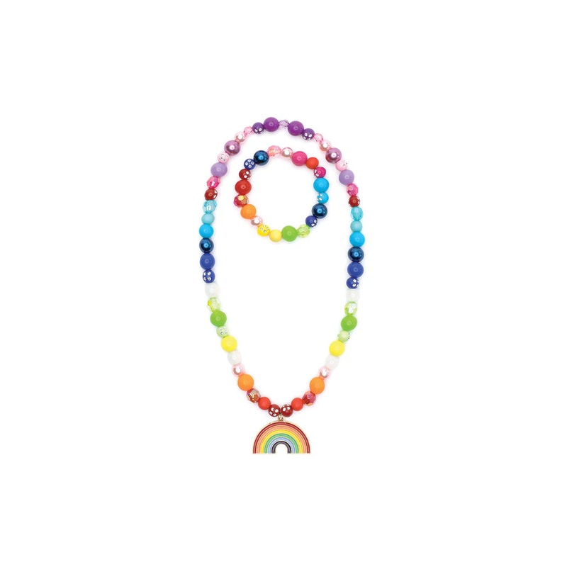 Great Pretenders Double Rainbow Love Necklace & Bracelet Set