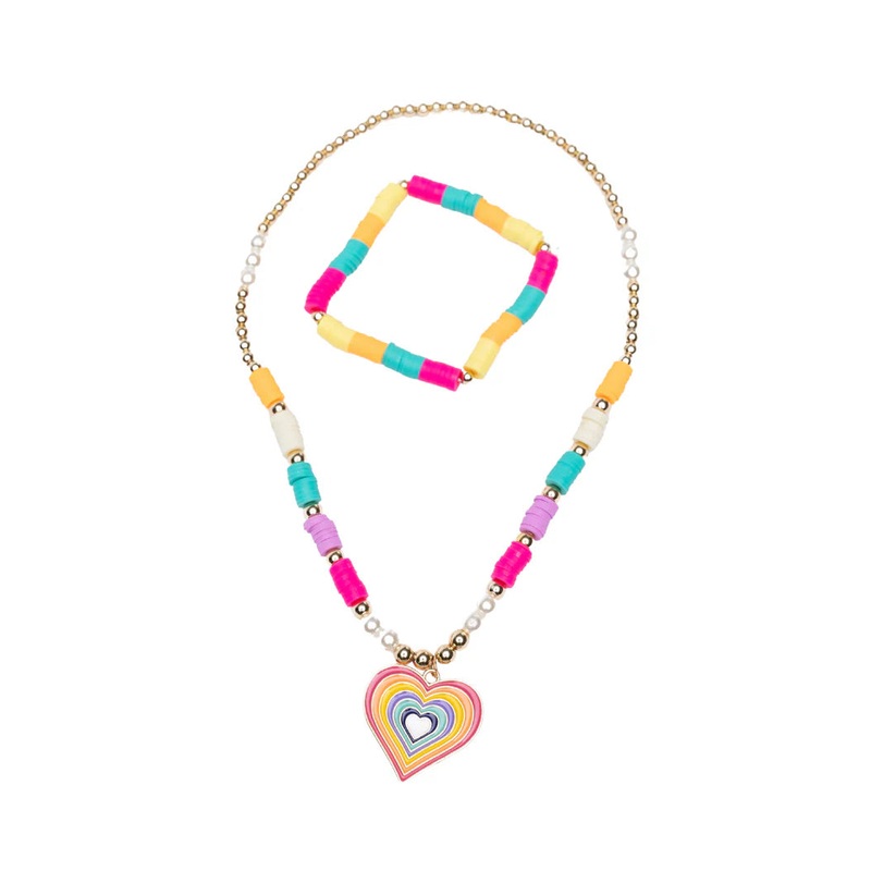Great Pretenders Rainbow Love Necklace & Bracelet Set