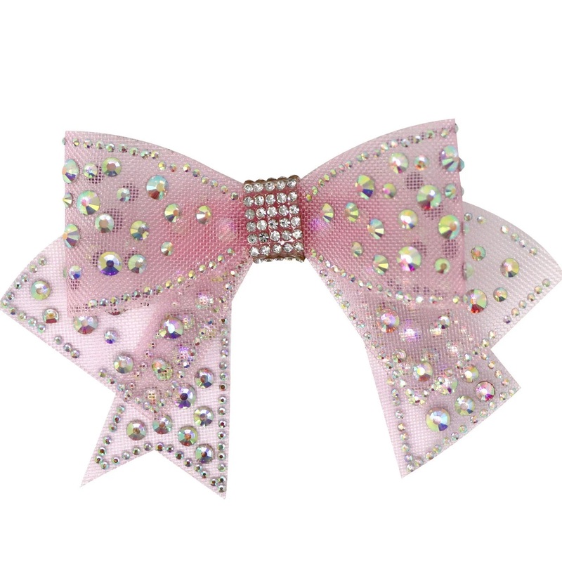 Pink Poppy Rhinestone Bow Hair Clip