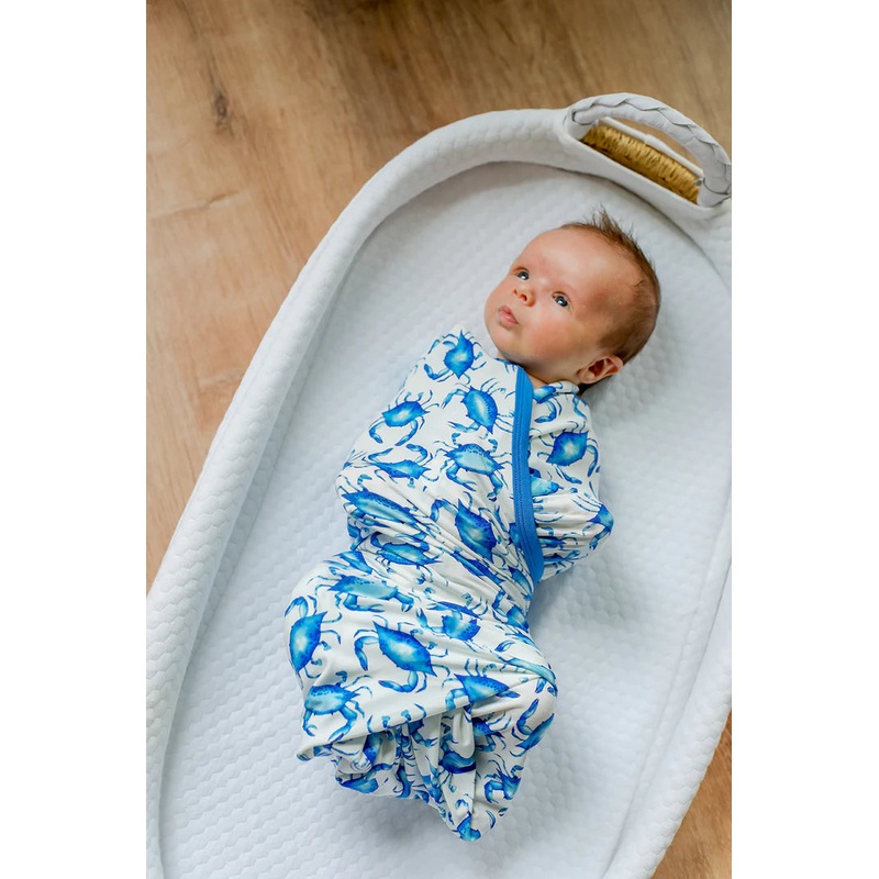 Southern Slumber Blue Crab Bamboo Swaddle Blanket