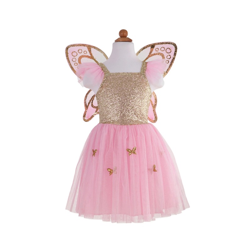 5/7 Great Pretenders Gold Butterfly Dress with Fairy Wings Costume