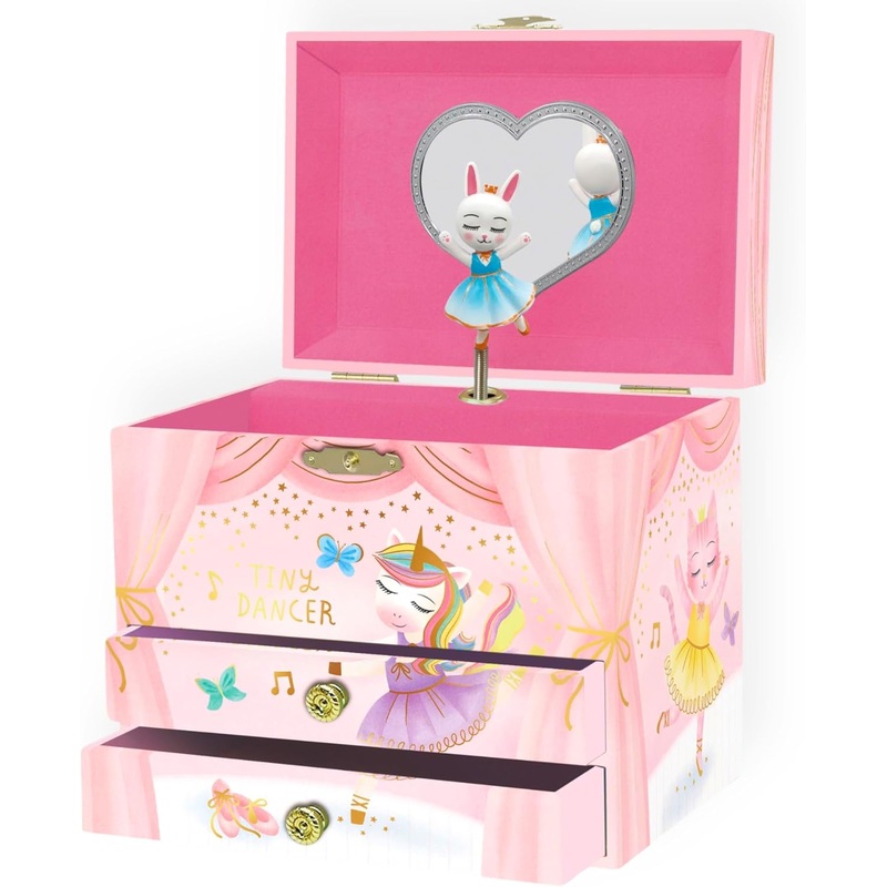 Animal Ballerina Musical Jewelry Box - Double Drawer
