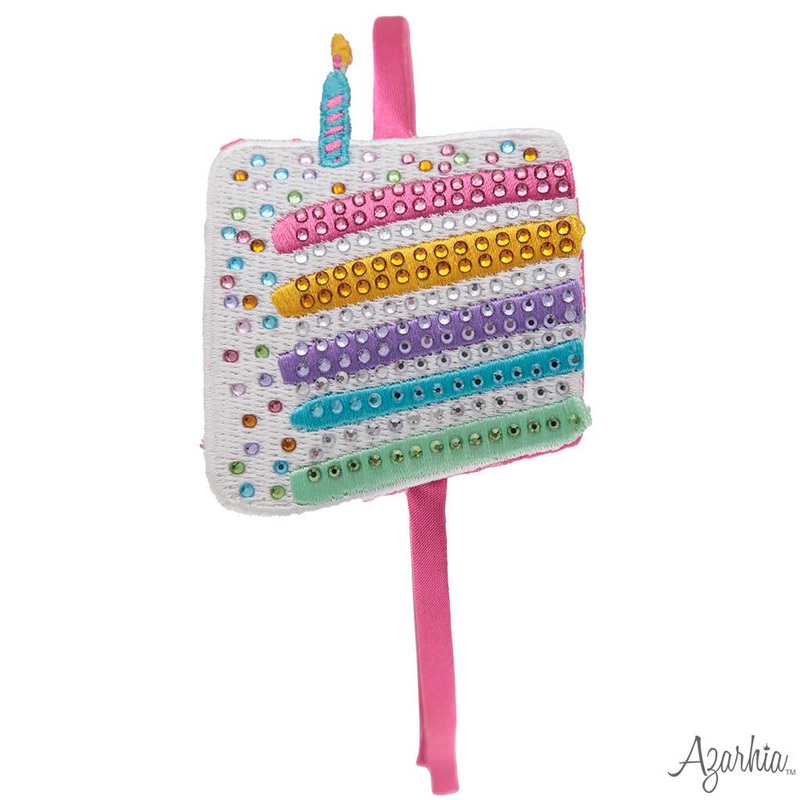 Azarhia Glitter Birthday Cake Rhinestone Patch Jeweled Headband
