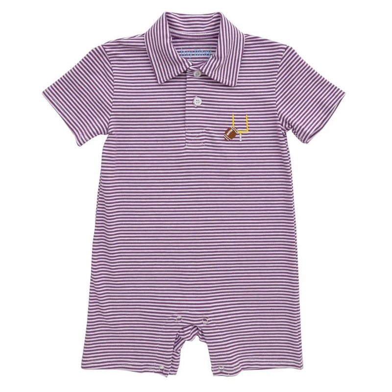 Itsy Bitsy Striped Purple Football Polo Romper