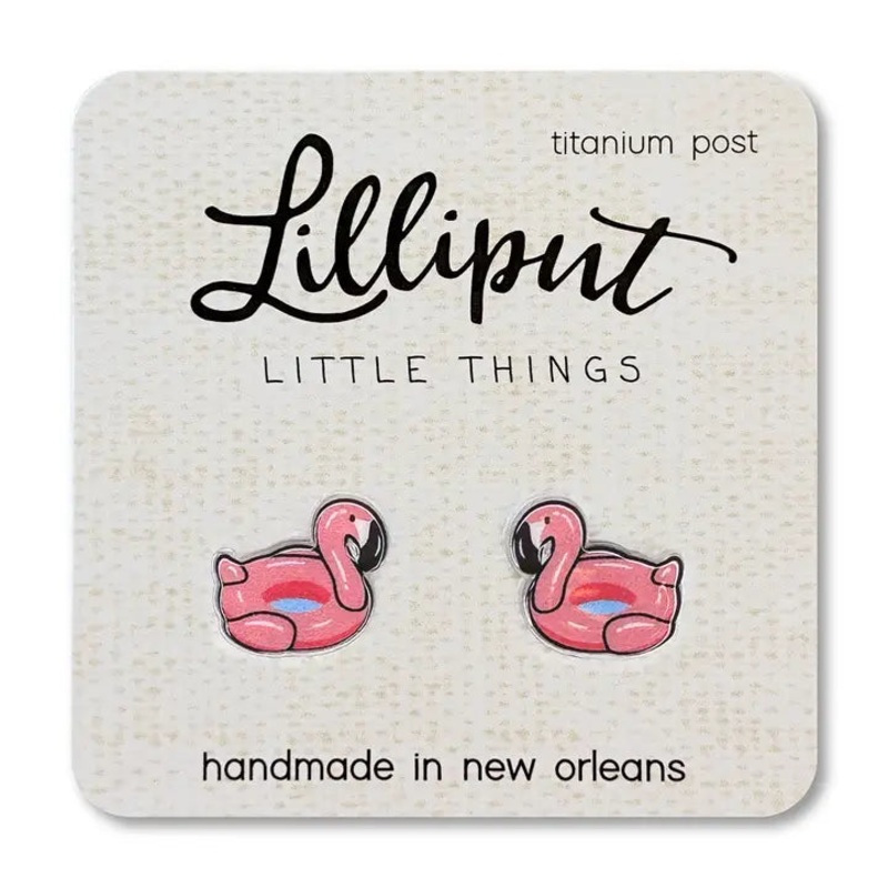Lilliput Little Things Earrings - Flamingo Pool Floaty