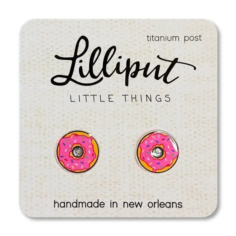 Lilliput Little Things Earrings - Pink Sprinkle Donut