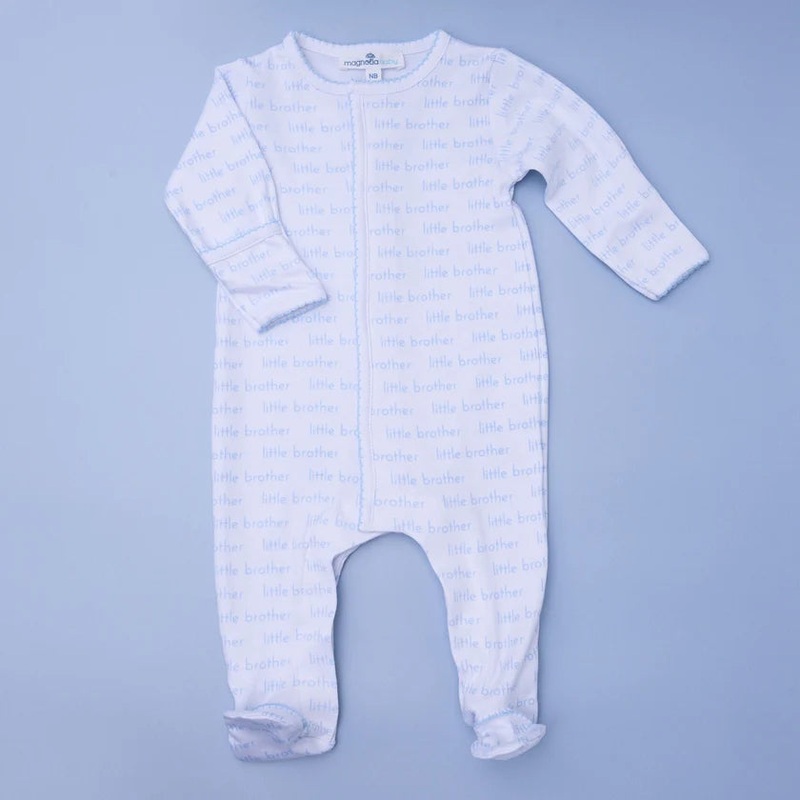 Magnolia Baby Little Brother Blue Printed Footie